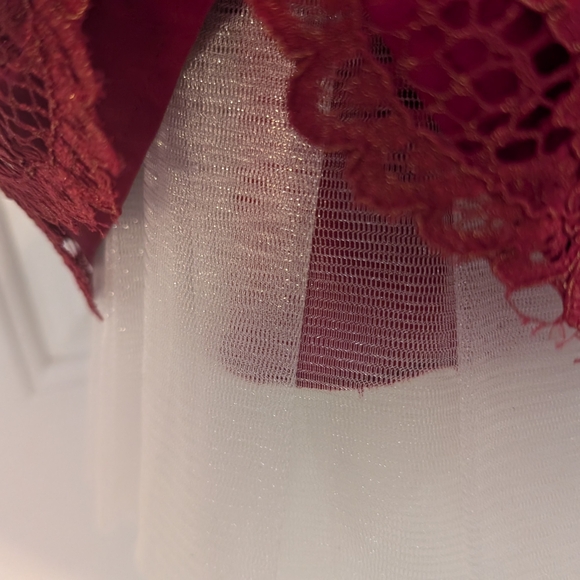 American Princess Maroon Lace Dress with Pearl Detail - Picture 6 of 13